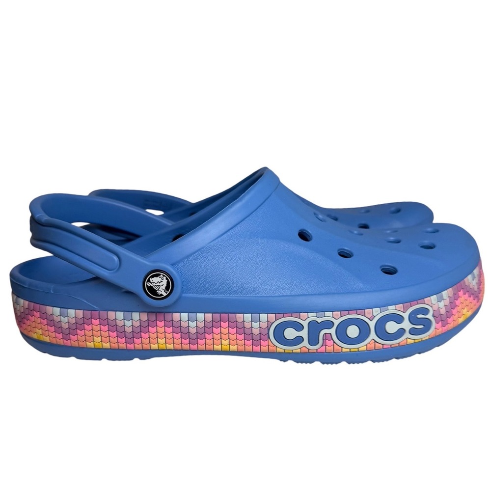 Crocs Classic Clogs Blue Multicolor Graphic Mens 12 - Picture 2 of 15